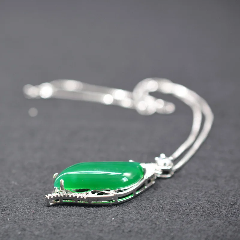 Оригинальный зеленый Агатовая подвеска на ожерелье нефрита в виде капли воды