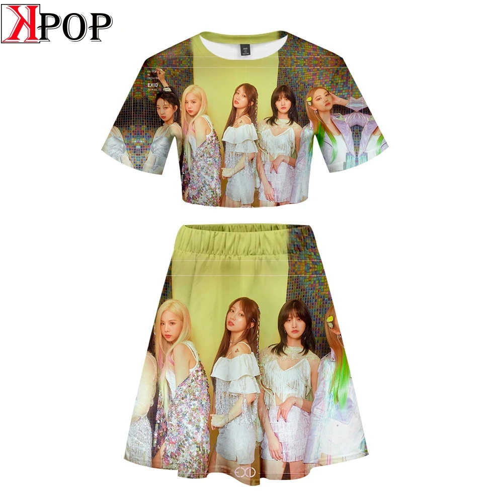 EXID комплект из 2 предметов 3D модный kawaii хипстер уличный летний с коротким рукавом
