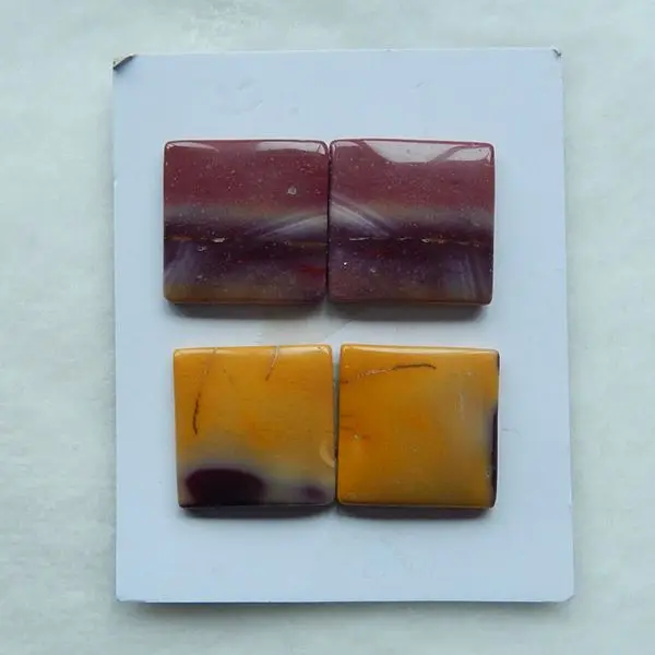 

Бусины Кабошон из натуральной яшмы Mookaite, 19x19x3 мм, 12,3 г, 2 пары