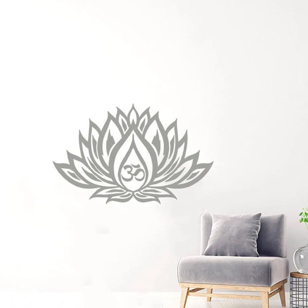 Lotus Flower Наклейка на стену знак Om Виниловая Декор интерьера спальни комнаты Йога