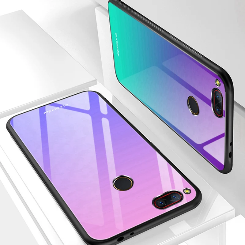 Чехол из закаленного стекла для NUbia Z17 mini NX569H градиентный цвет голубой луч Аврора