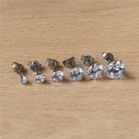 brief 316 l stainless steel with 3a zircon stud earrings no fade allergy free