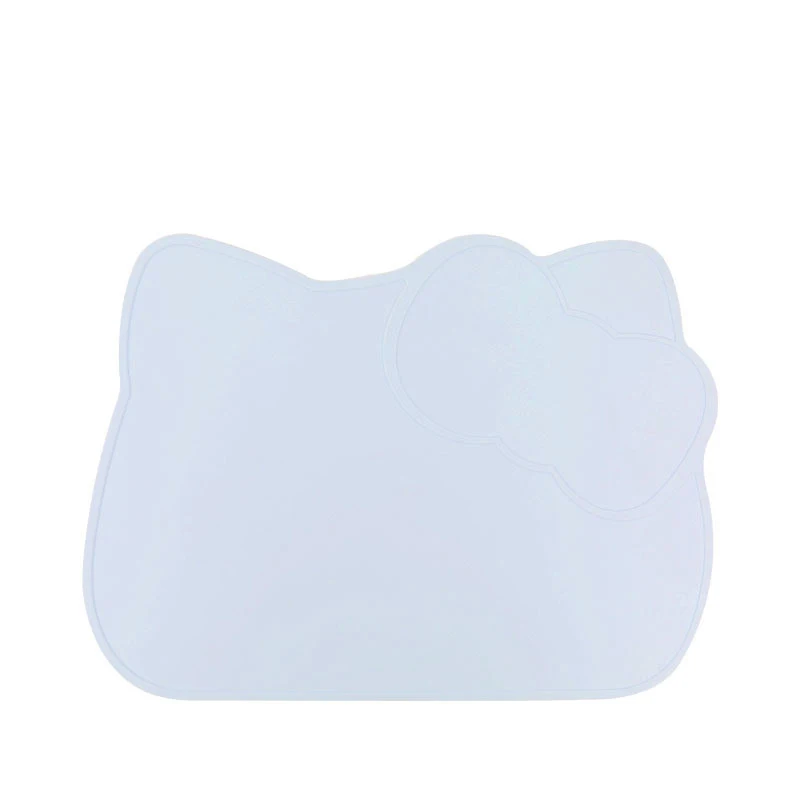 kitty light blue Мультяшные Водонепроницаемые силиконовые подставки под столовые приборы для малышей качественные детские столовые приборы из силикагеля большой размер BPA бесплатно - Цвет: kitty light blue