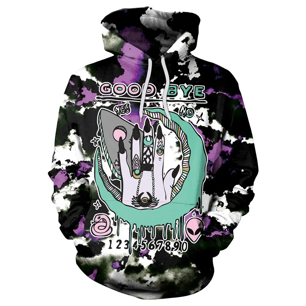 B101-065 Новинка 065 Ouija Yes or NO Destiny толстовка с капюшоном и принтом Tie Dye Femme Повседневная Свободная Мужская Женская толстовка с карманом - Цвет: B101-065
