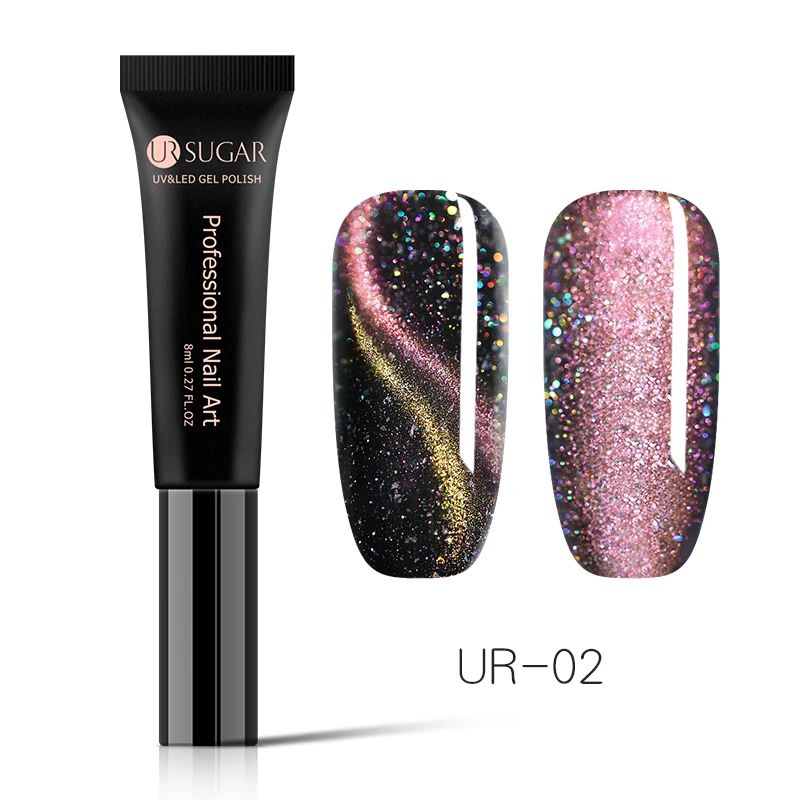 UR-02 Ur Sugar 8 мл Гель-лак для использования с магнитом лак 3D кошачий глаз эффект замочить от голографического лазерного сияющего маникюра ногтей Гель-лак - Цвет: UR-02