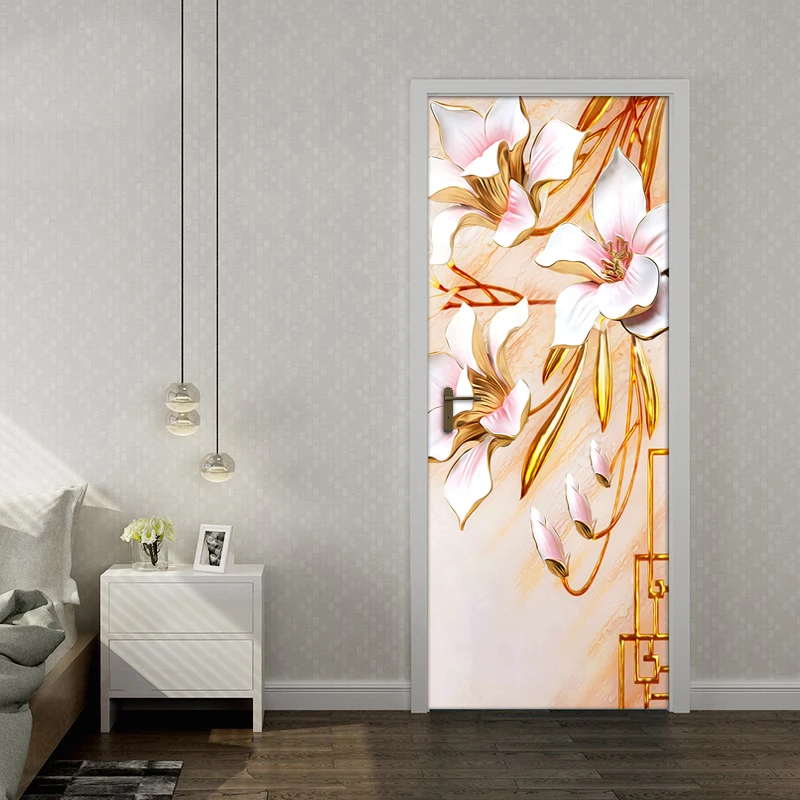 3D Door Sticker DIY Self-adhesive Waterproof Mural PVC Vinyl Wallpaper Wall Decals Living Room Bedroom Decoration Stickers | Дом и сад