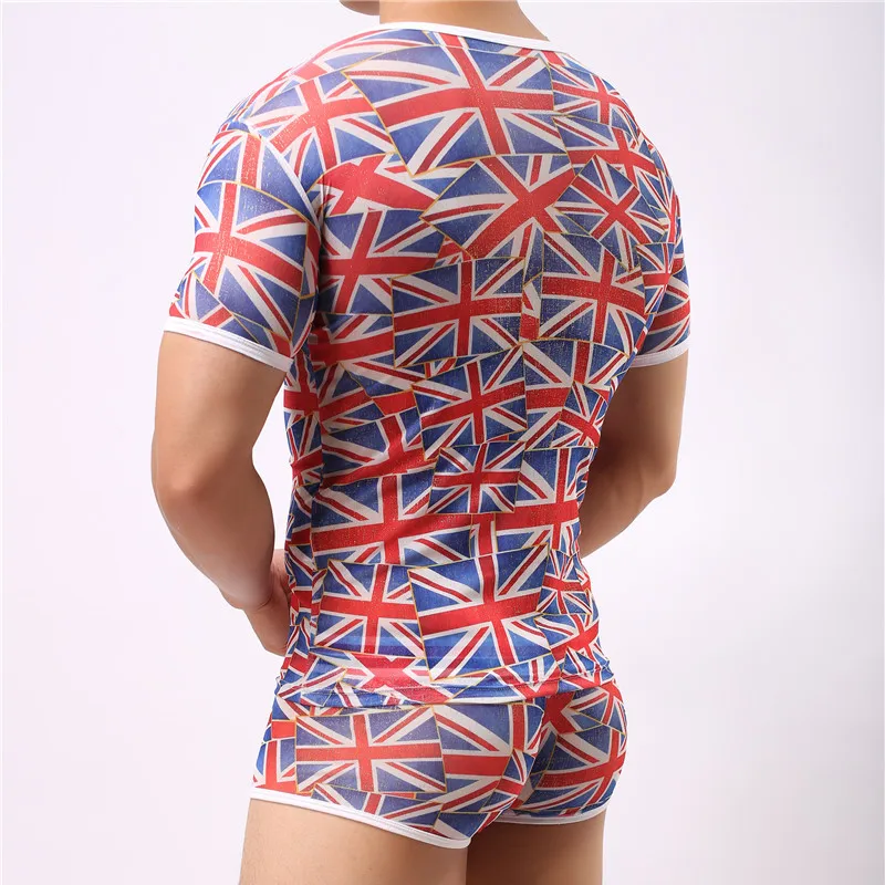 Men's Undershirts Mesh Flag Color Seamless Underwear Clothing Close-fitting Super Strench Undershirt Cool Summer Shirts Bodywear