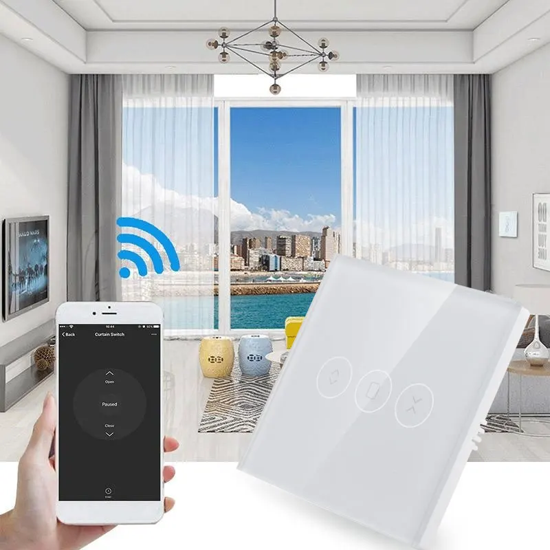 Умный Wifi настенный переключатель окна занавески Голосовое управление