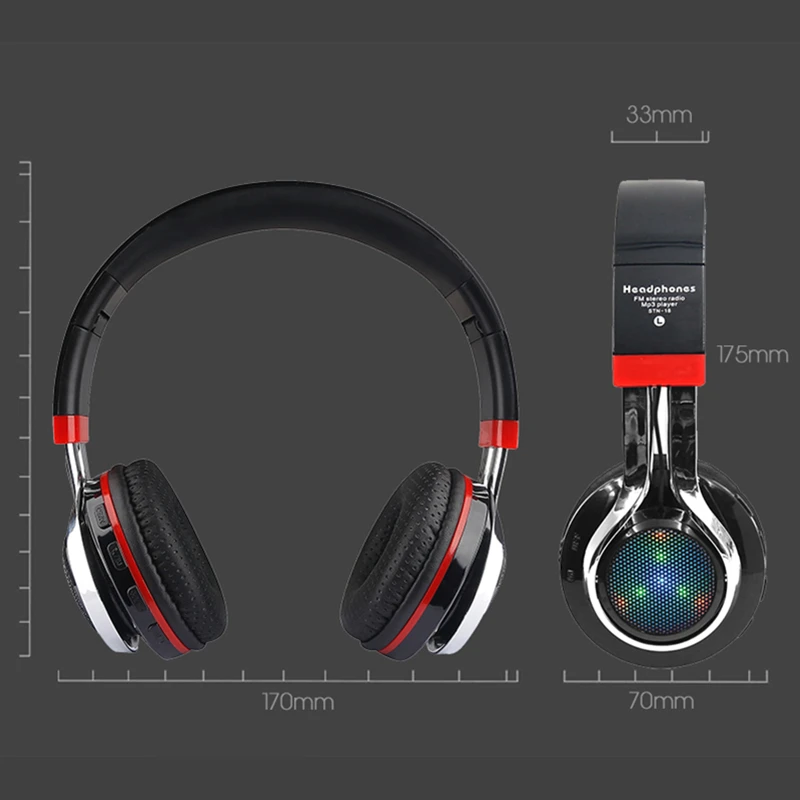 TOPROAD светодио дный audifonos Bluetooth наушники светящиеся складные Беспроводной музыке