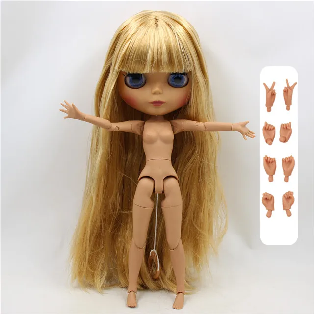 Ледяная фабрика blyth кукла 1/6 toy joint тело темная кожа матовое лицо жирные золотые волосы 30 см - Цвет: oily hair