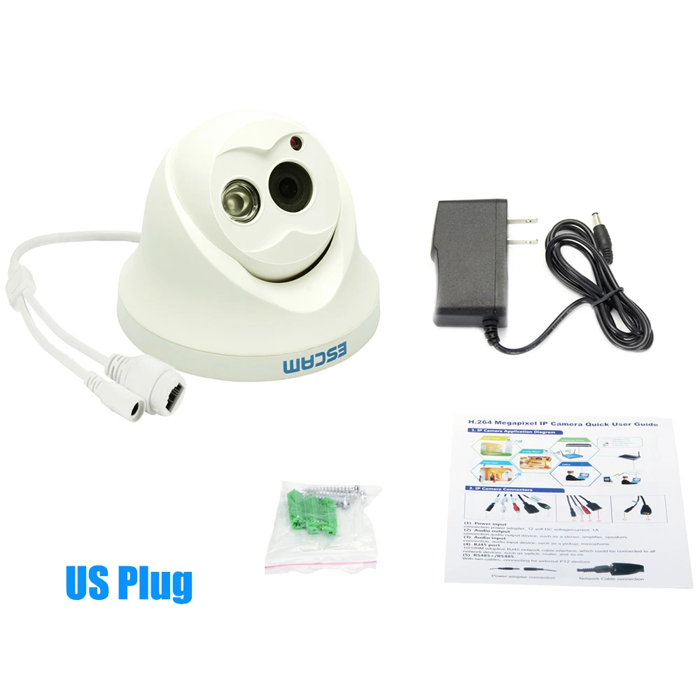 ESCAM QD100 ONVIF 720P инфракрасная купольная камера ночного видения P2P мини-камера