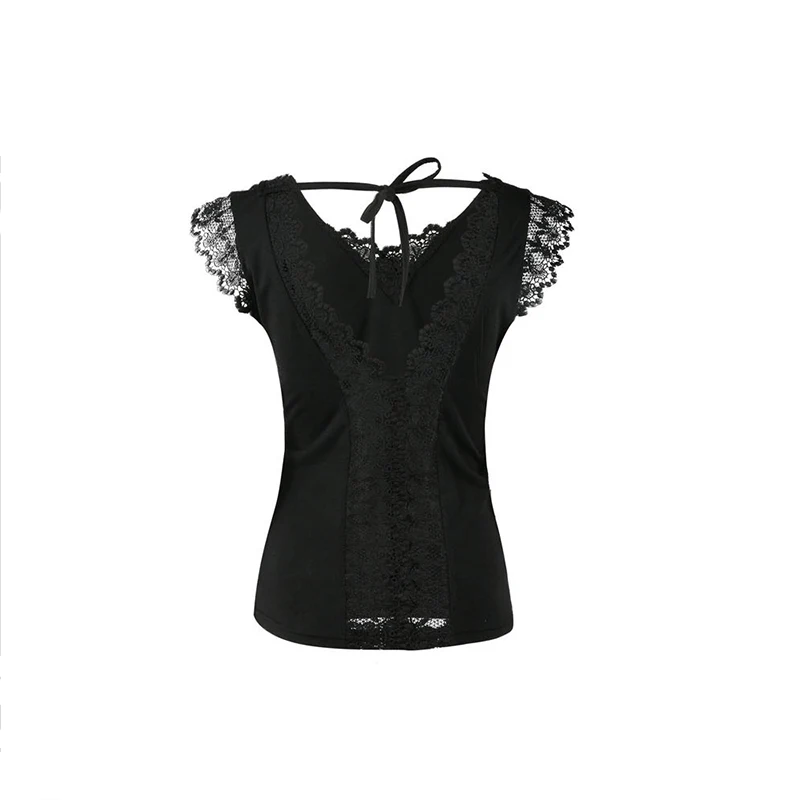 Женская кружевная блузка без рукавов Повседневная Свободная однотонная белая