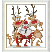 everlasting love santa and the reindeer ecological cotton chinese cross stitch kits counted stamped 14ct 11ct sales promotion