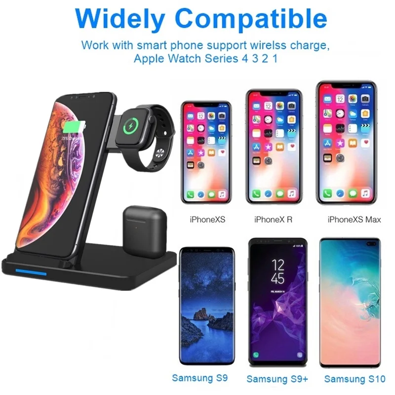 Tongdaytech Qi Беспроводная зарядная подставка для Apple Airpods Pro Watch 5 4 3 2 1 быстрая зарядка быстрое зарядное устройство для Iphone X 8 11 Pro Max