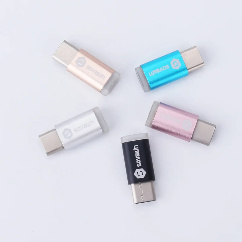 Защитный адаптер Sovawin из силикагеля алюминия Type-C штекер на Micro USB гнездо OTG для