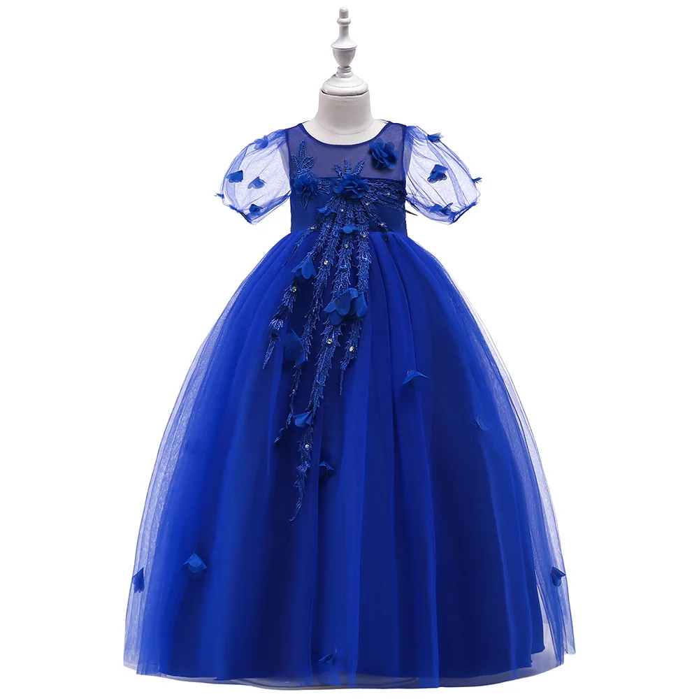 Fashion Baby Girls Dresses Children Lace Sleeves Long Maxi Tulle Evening Party Dress Formal Clothing | Детская одежда и обувь