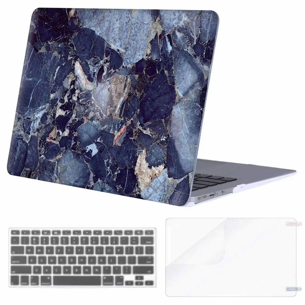 Navy Blue Marble Чехол для ноутбука MOSISO для Apple MacBook Air Pro retina 11 12 13 15 жесткий чехол для ноутбука macbook Air 13+ чехол для клавиатуры - Цвет: Navy Blue Marble