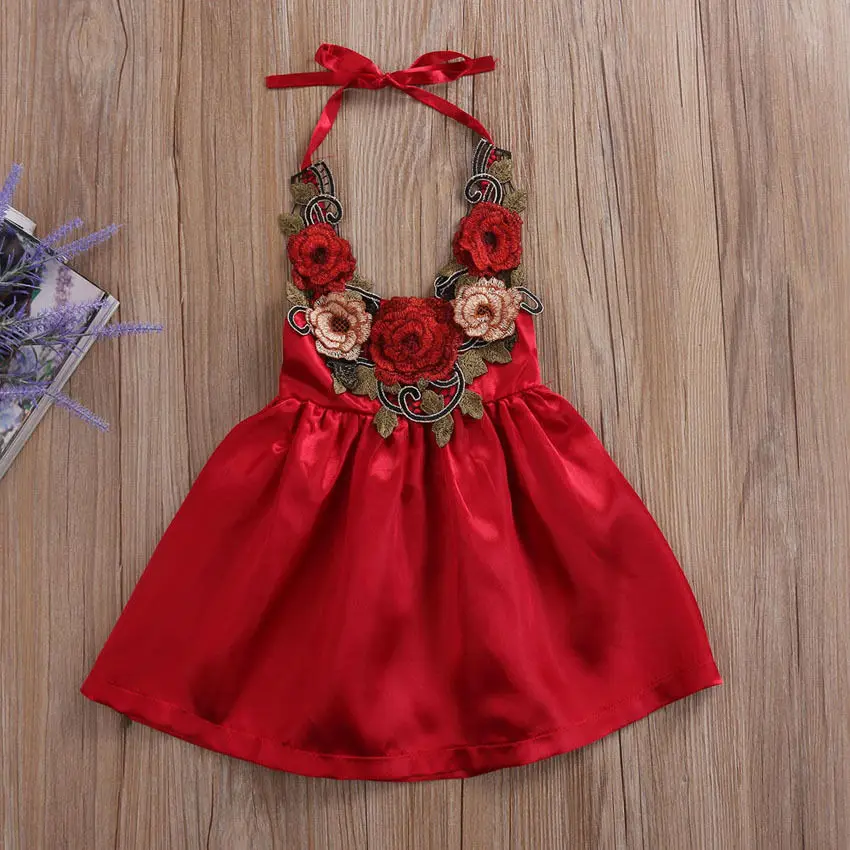 Toddler Kids Baby Girls Flowers Party Dress Formal Dresses Cute 3D Rose Princess Clothes Summer 6M-5T | Детская одежда и обувь