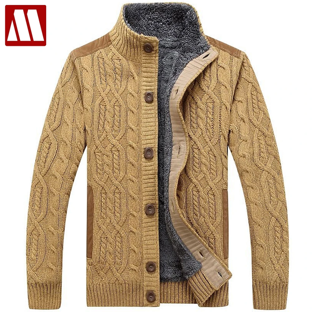 

Winter Sweaters Man Turtle neck Thick Warm Sweater Wool Fleece Sweatercoat Men Cardigan Coats Single Breasted Sueter Hombre 3XL