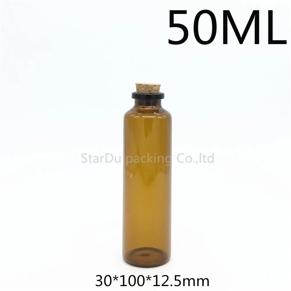 

Free shipping 30*100mm 50ml amber Glass Bottle with Cork ,High-quality 50cc Glass Vials Display cork bottle 500pcs/lot