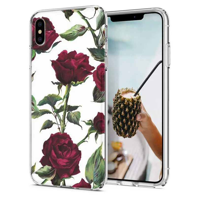 Мягкий чехол для телефона iPhone 6 XS Max чехлы 10 TPU цветной цветочный узор X XR F079 |
