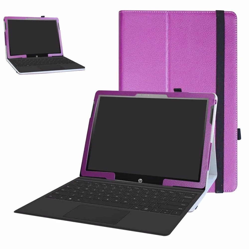 

Case For 12.3" HP Chromebook x2 Tablet Folding Stand PU Leather cover with Elastic closure