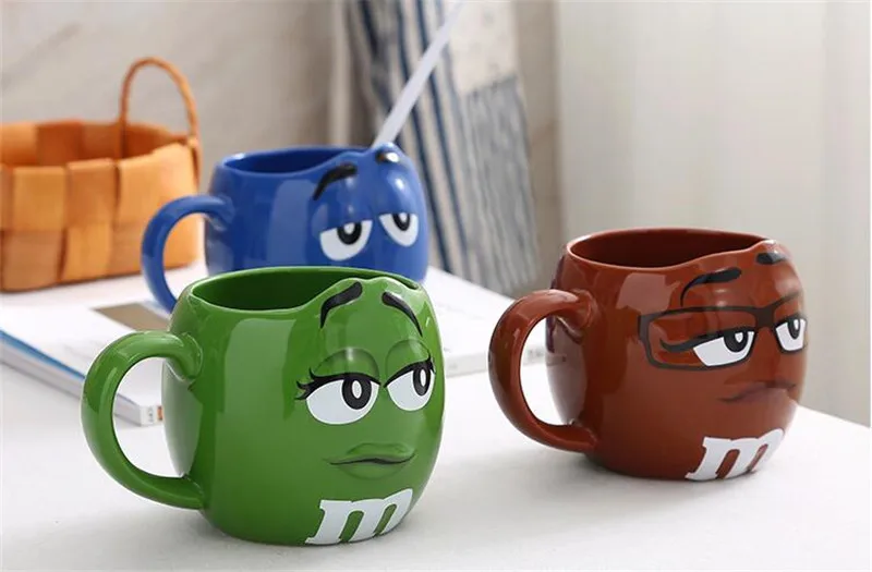 M& M кофейные кружки, чашки и кружки с ложкой, керамические кружки с большой вместимостью, посуда для напитков