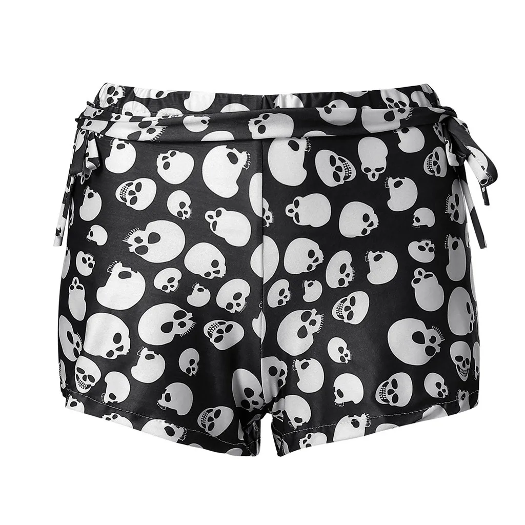 

New Women Sports Gym Skull Printed Mid Waist Pants Stretch Elastic Shorts Leggings lingerie Hot Selling#W
