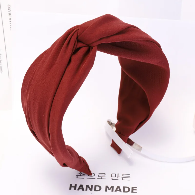 2019 винтажные тканевые однотонные повязки для волос с перехлёстом женщин повязка