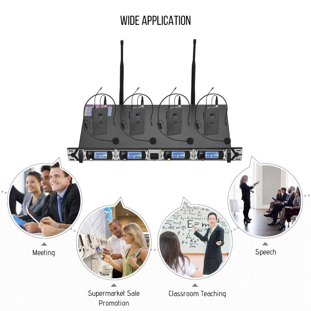 Профессиональная 4 канальная UHF Беспроводная микрофонная система Muslady D4 2