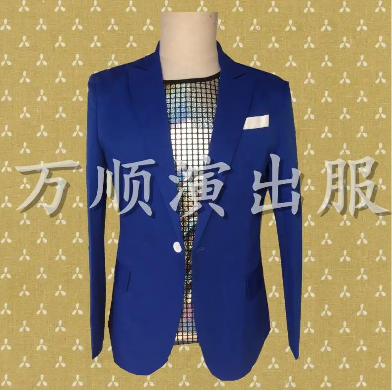 clothes men suit designs masculino homme terno stage costumes for singers jacket mens blue blazer dance star style punk