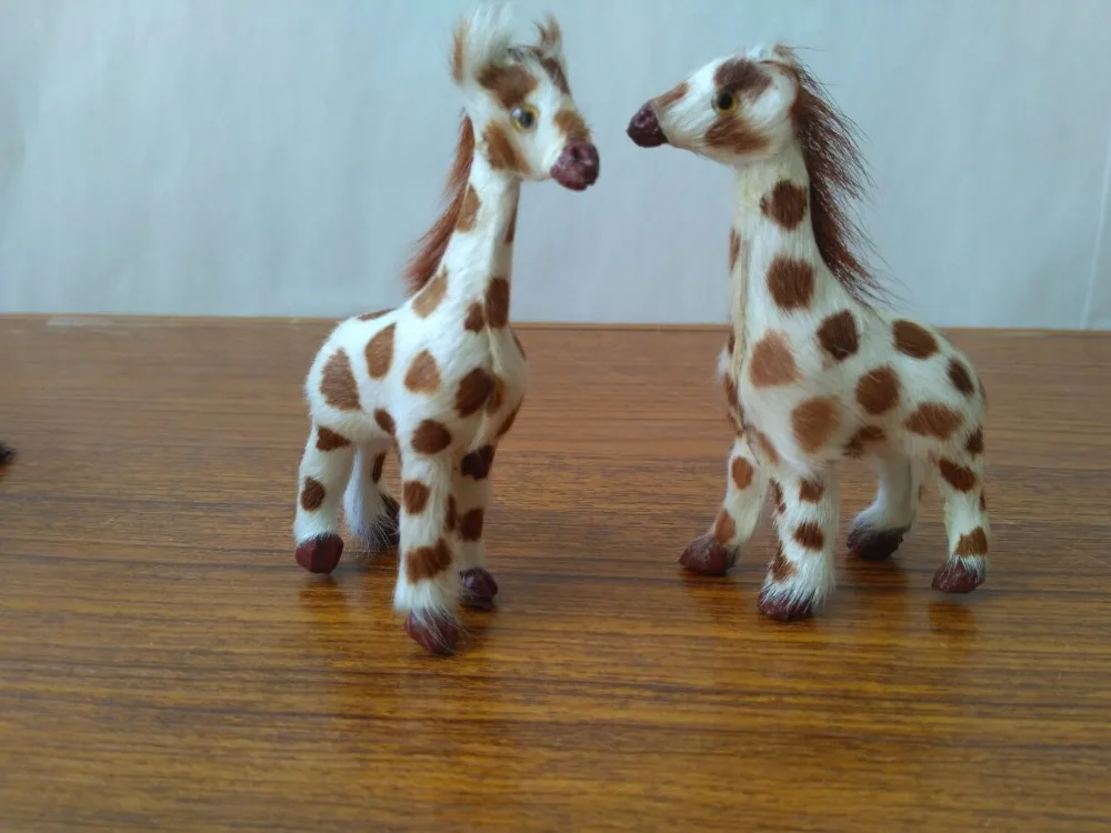 

mini 6x9cm simulation giraffe polyethylene&furs giraffes one lot/ 2 pcs model handicraft home decoration gift d2018