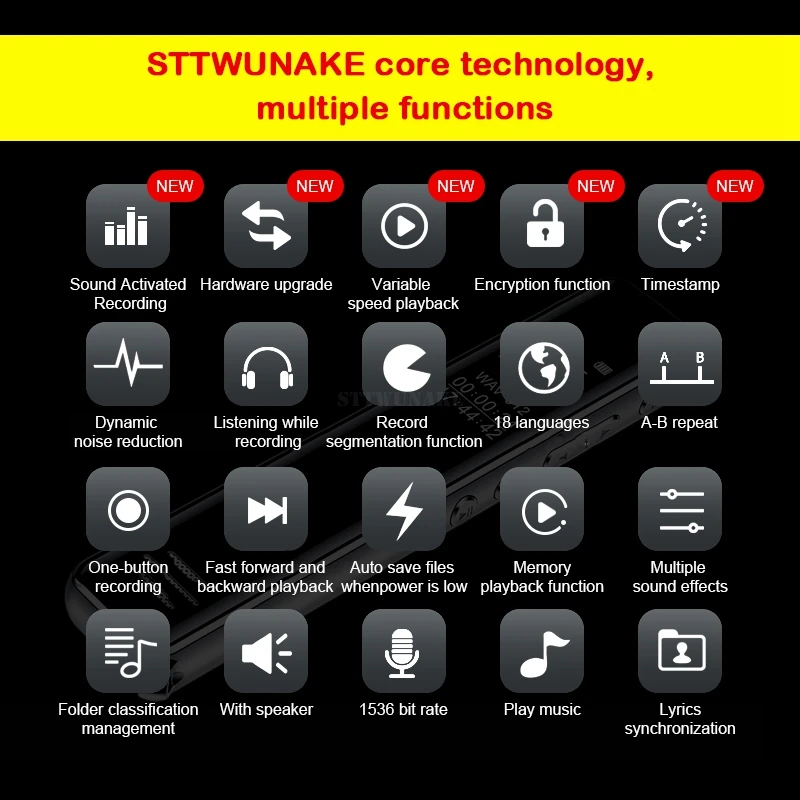 STTWUNAKE Оригинальный Мини цифровой диктофон маленький запись голоса класс встреч