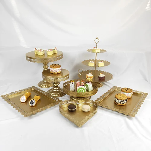 7pcs gold Золотой белый торт стенд Свадебный кекс стенд набор стеклянный купол Кристалл конфеты бар инструменты для украшения торта Формы для выпечки Набор 3-19 шт - Цвет: 7pcs gold