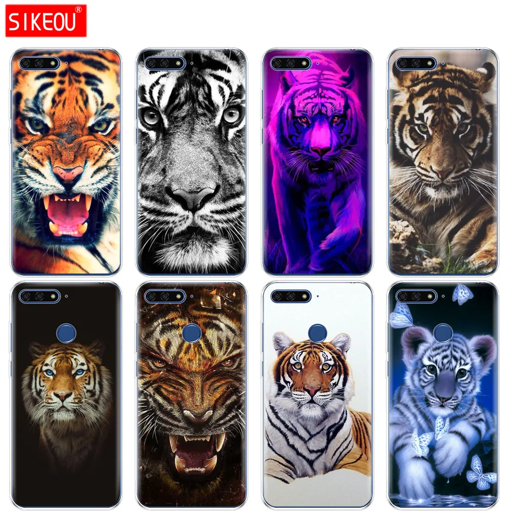 Силиконовый чехол для телефона Huawei Honor 7A PRO 7C Y5 Y6 Y7 Y9 2017 2018 Prime animal tiger | Мобильные