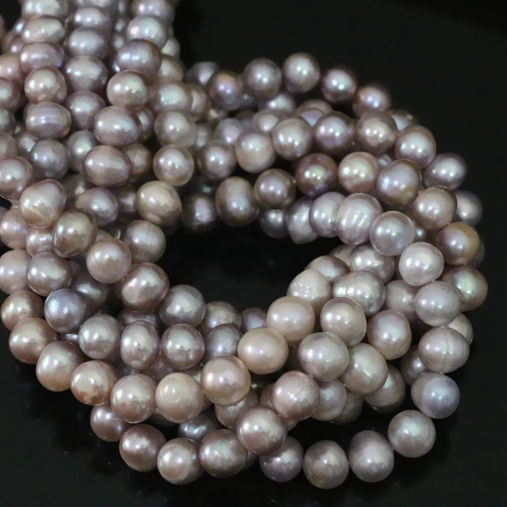 

Charms 9-10mm purple natural freshwater cultured pearl round loose beads European women fashion diy jewelry 15inch B1400