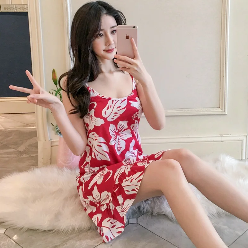 Хит продаж 2019 летние Ночные рубашки на бретелях-спагетти для женщин сексуальное