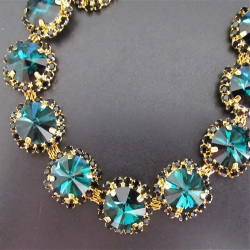1 ярд изумрудный с кристаллами золотого цвета зеленый алмаз горный хрусталь цепи