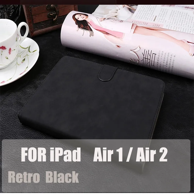 Retro Black Coolaxy на каждый день из искусственной кожи смарт-чехол для IPad воздуха 2 колесика с камерой низкого давления х 1 пробуждения/Sleep(Пробуждение/спящий режим) крышка чехол для IPad чехол 9,7 для 6th поколения - Цвет: Retro Black