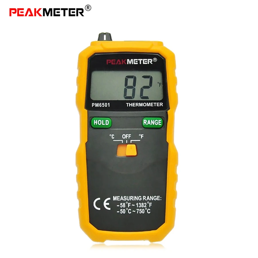 PEAKMETER PM6501 High Accuracy LCD Wireless Digital Thermometer K-type Temperature Meter with Thermocouple Probe Data Hold Key |