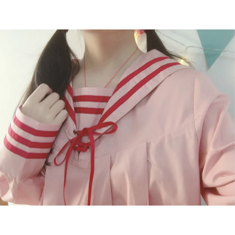 Женское японское платье с матросским воротником кружевное длинным рукавом милое