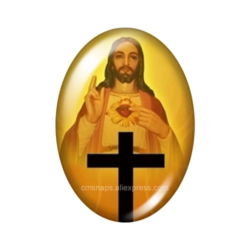 Новый Jesus Christian Cross Blessed 13x1 8 мм/18x2 5 мм/30x40 мм смешанный Овальный фото стеклянный