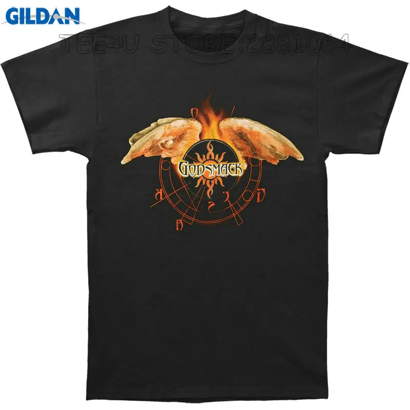 Tee4u дешевых печатных футболки godsmack Flaming Защита от солнца круг Мужская
