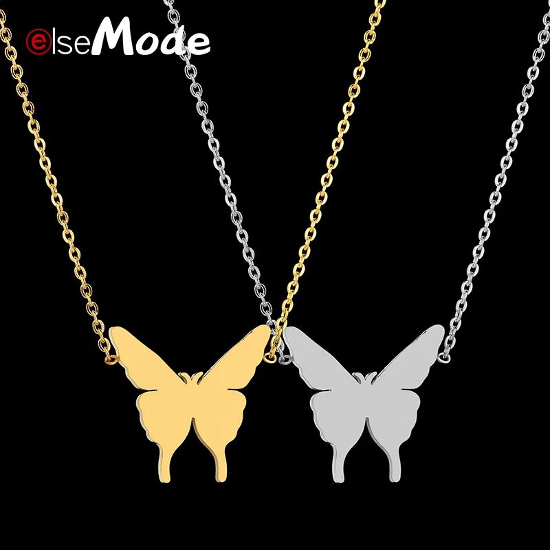 Ожерелье ELSEMODE из нержавеющей стали с подвеской-бабочкой в виде милых животных