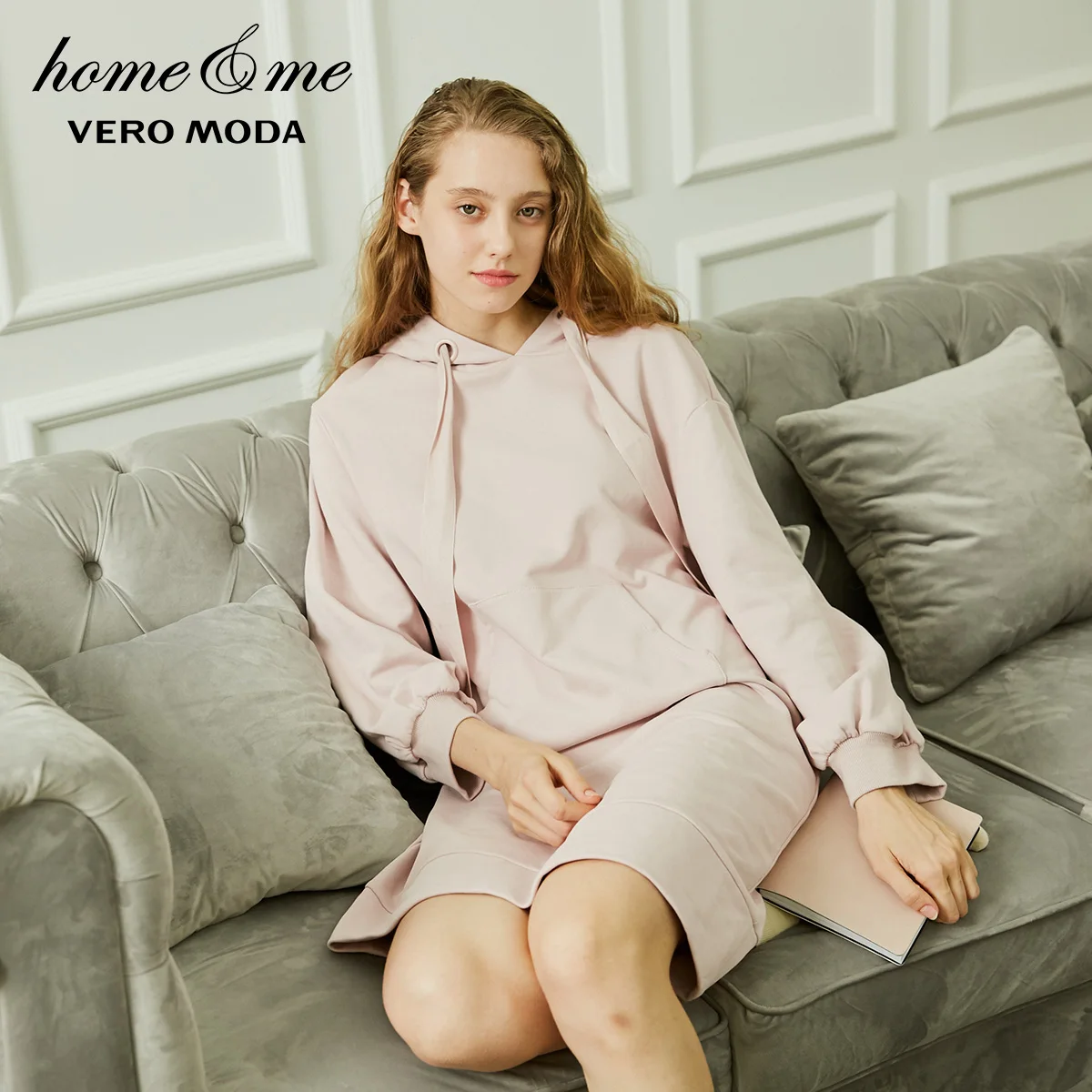 Lt. pale ling flower Vero Moda кенгуру карман с капюшоном чистый свитер платье Домашняя одежда | 318460504 - Цвет: Lt. pale ling flower