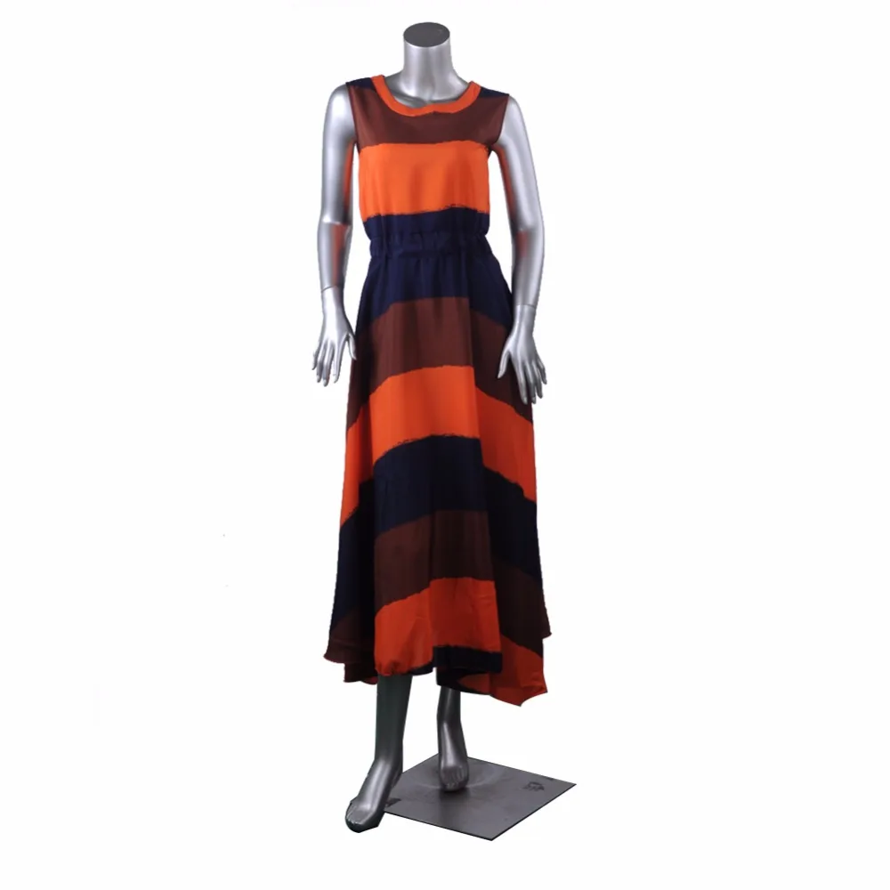 Женское вечернее платье в богемном стиле летние платья плиссе полоску без рукавов шифоновое длинное