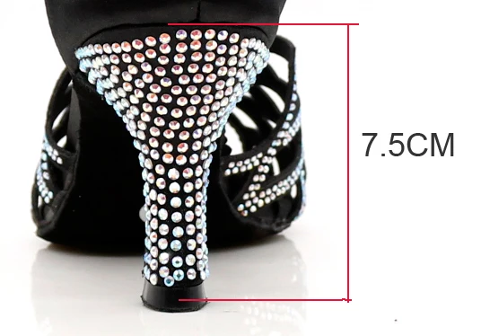 heel 7.5cm WUXIJIAO/Новинка; женская обувь на водонепроницаемой платформе; атласная обувь для латинских танцев; стразы; Обувь для бальных танцев; цвет бронзовый - Цвет: heel 7.5cm
