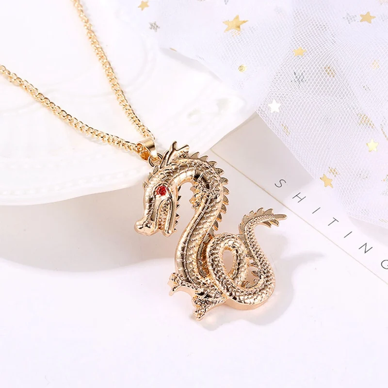Модное ожерелье с 12 знаками Зодиака Золотой кулон в китайском стиле драконом