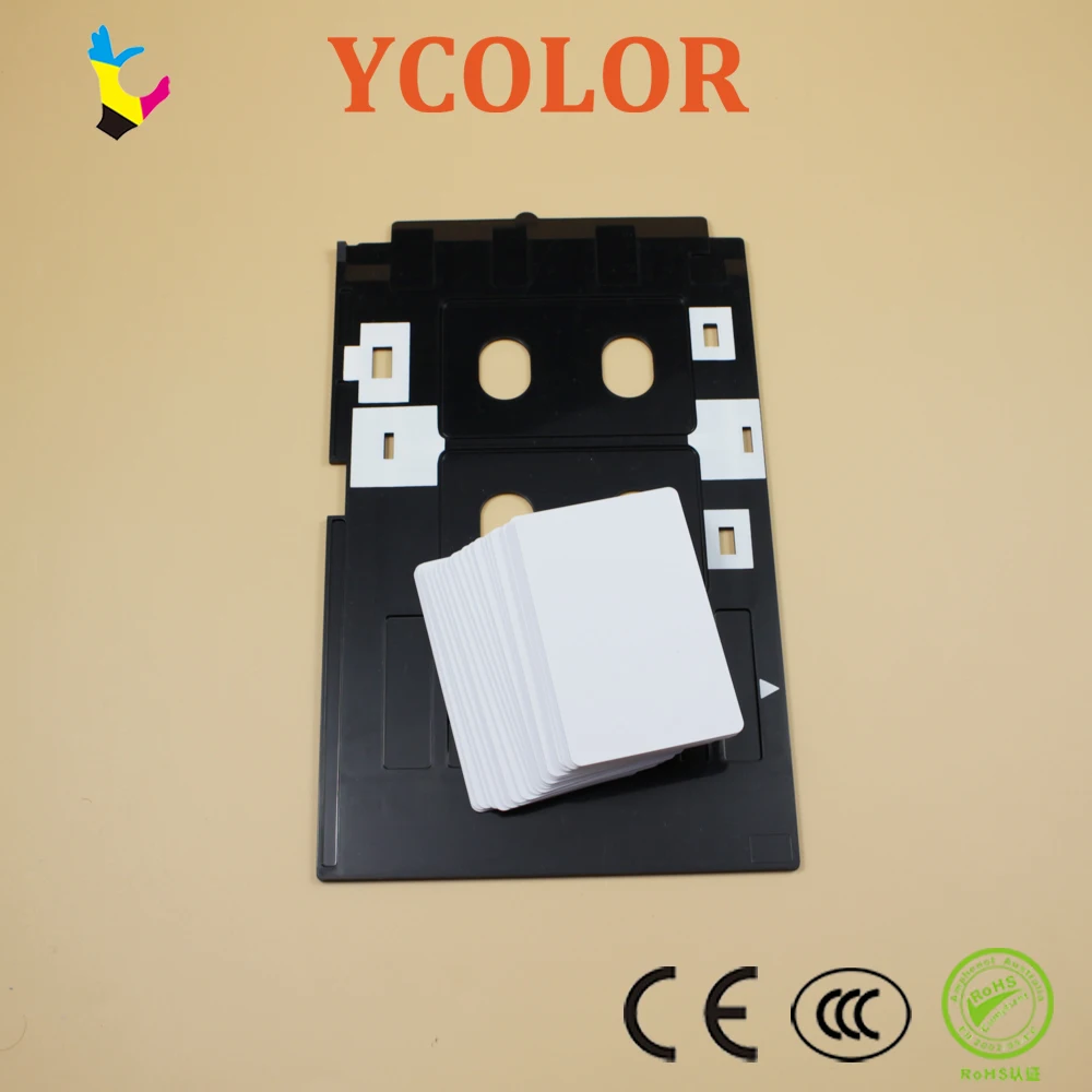 Fast shipping!  ID card printing solution 100 pcs white PVC Card + 1 pcs card tray for Epson printer like R260 265 270 L800 801 images - 6