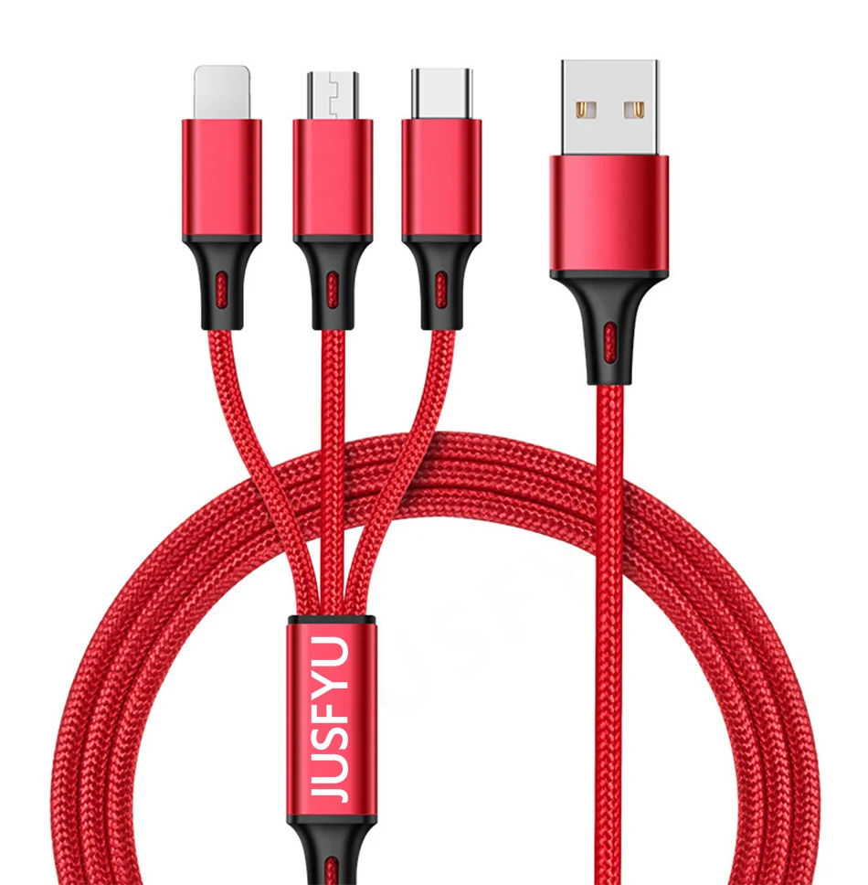 3 в 1 mi cro USB мульти зарядное устройство кабель 1,2 м несколько Тип C зарядный кабель Кабо для iPhone X 7 Xiaomi mi 9 8 Usb type-C usbc кабель